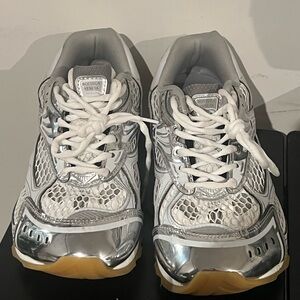 Bottega Veneta Silver and White Sneakers